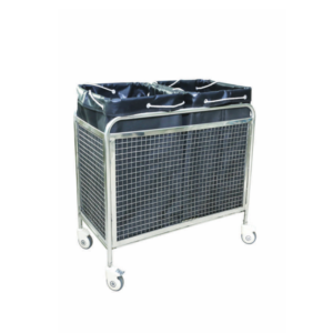 LINEN TROLLEY WITH TWO CANVAS BAGS & SS MESH FRAME C-4405 A